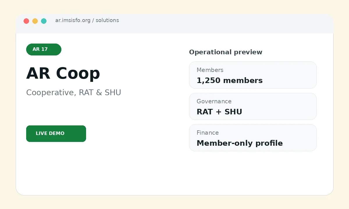 AR Coop real project interface